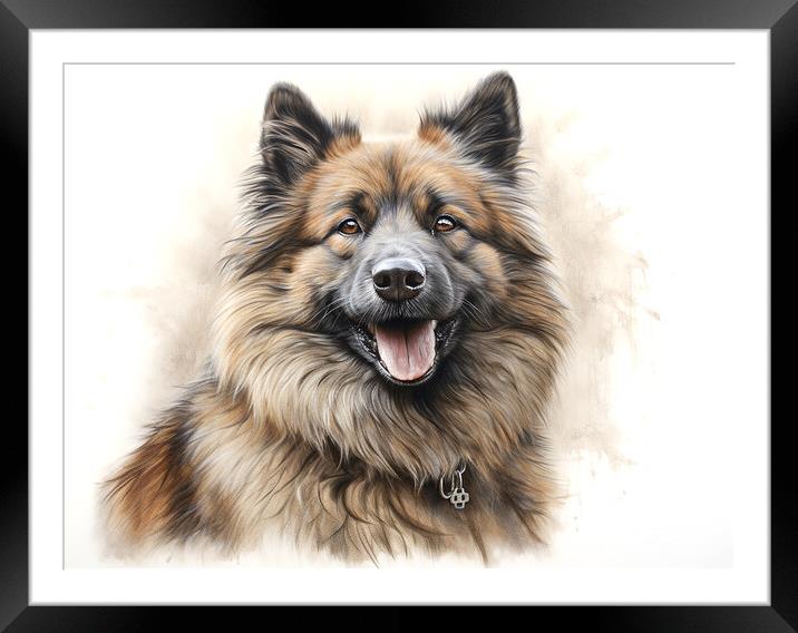 Eurasier Pencil Drawing Framed Mounted Print by K9 Art