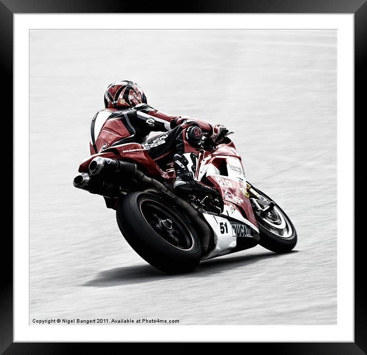 Ducati Cornering Framed Mounted Print by Nigel Bangert