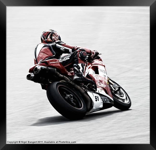 Ducati Cornering Framed Print by Nigel Bangert