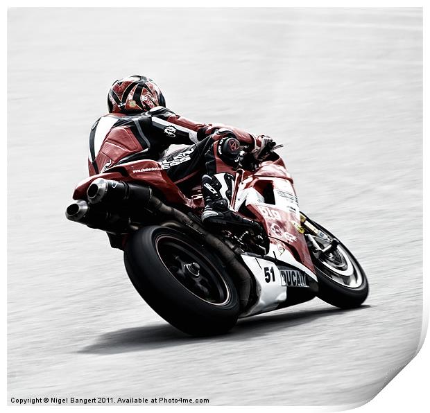 Ducati Cornering Print by Nigel Bangert