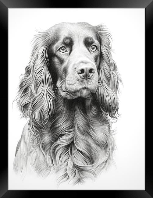 Field Spaniel Pencil Drawing Framed Print by K9 Art