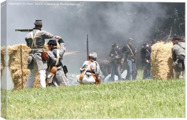 Civil War Reenactment Canvas Print by Arun 