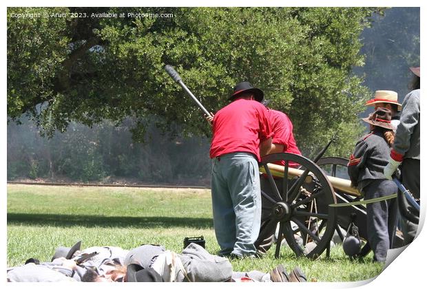 Civil War Reenactment Print by Arun 