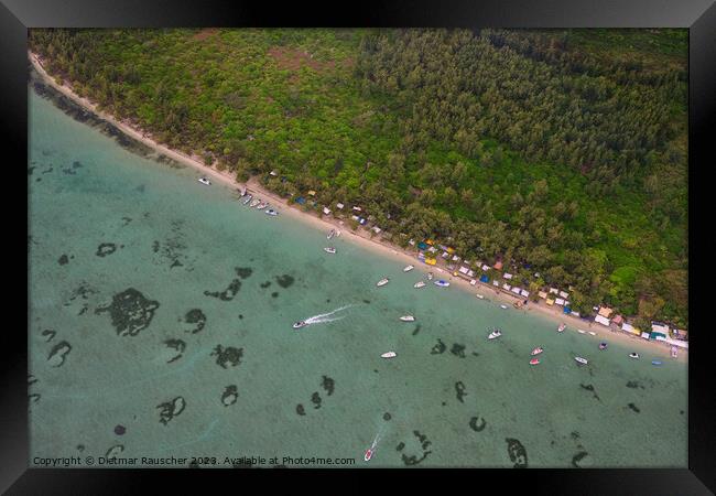 Ile aux Benitiers Public Beach Aerial in Mauritius Framed Print by Dietmar Rauscher