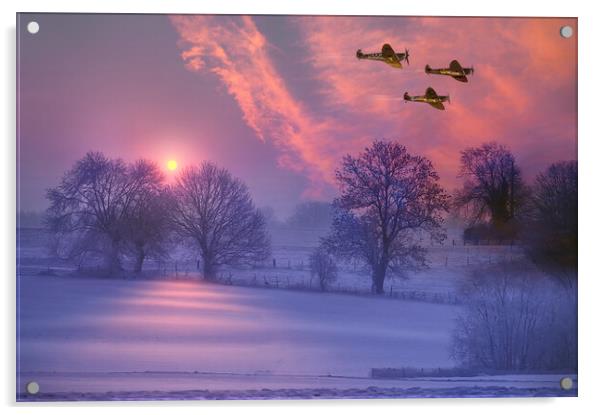  Winter Sunrise Spitfires  Acrylic by Alison Chambers
