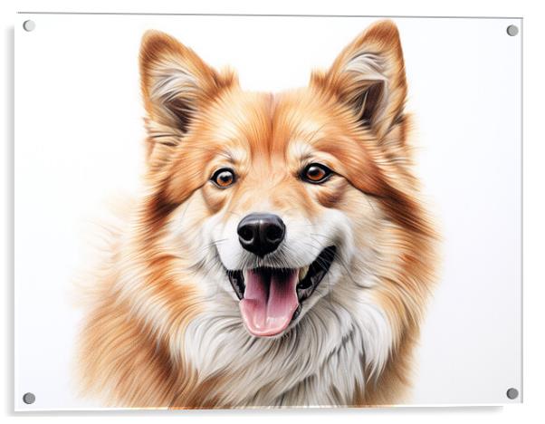 Finnish Spitz Pencil Drawing Acrylic by K9 Art