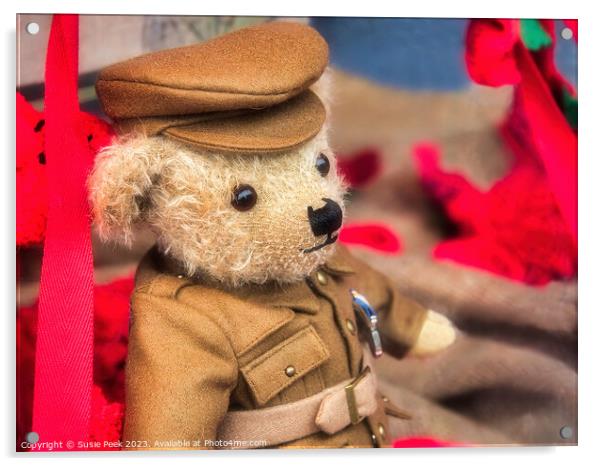 Old Soldier Remembrance Teddy Acrylic by Susie Peek