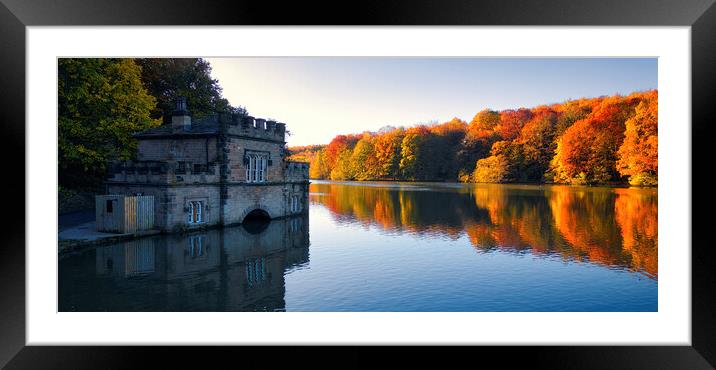 Newmillerdam Boathouse: Autumn Panoramic Framed Mounted Print by Tim Hill