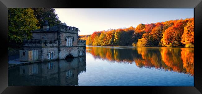 Newmillerdam Boathouse: Autumn Panoramic Framed Print by Tim Hill