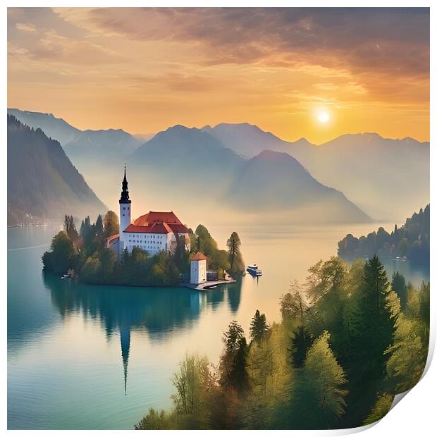 Impressions of Lake Bled Print by Scott Anderson
