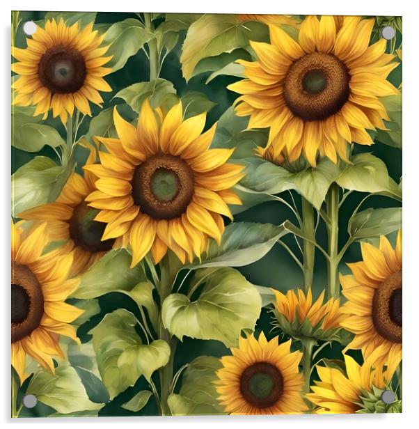 Sunflowers Acrylic by Scott Anderson
