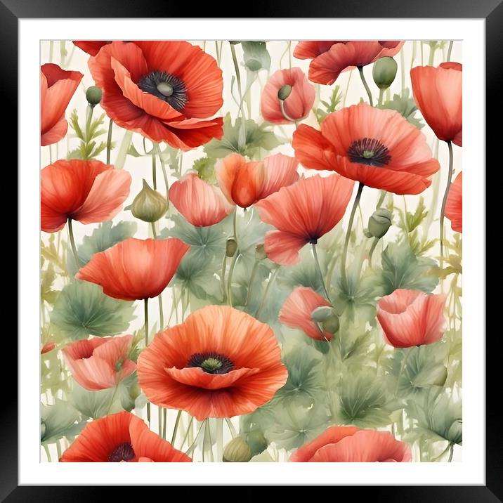 Poppies Framed Mounted Print by Scott Anderson