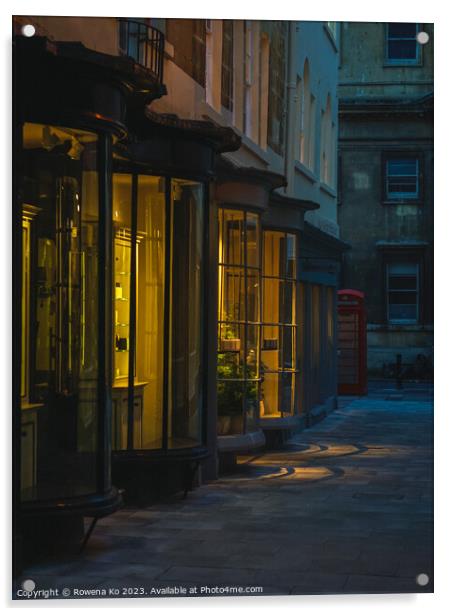 Lightened up Old Bond Street in early morning Bath  Acrylic by Rowena Ko