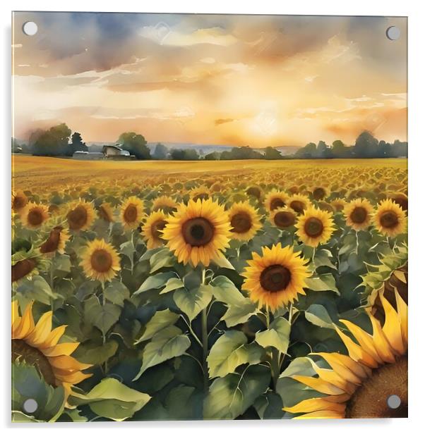 Field of Sunflowers Acrylic by Scott Anderson