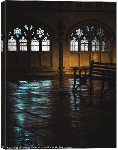 Lightened up Abbey Churchyard in early rainy morning Bath Canvas Print by Rowena Ko