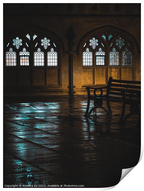 Lightened up Abbey Churchyard in early rainy morning Bath Print by Rowena Ko