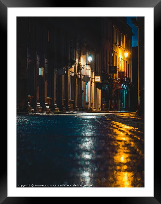 Lightened up York Street in early rainy morning Bath Framed Mounted Print by Rowena Ko
