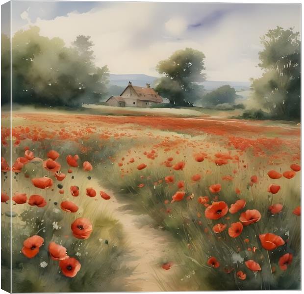 Poppies and Countryside Canvas Print by Scott Anderson