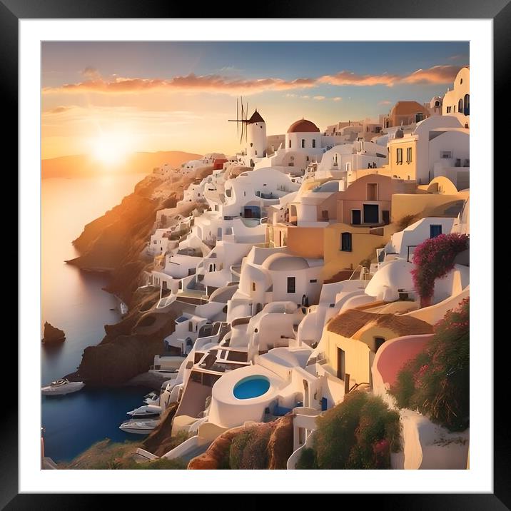Oia Santorini Framed Mounted Print by Scott Anderson