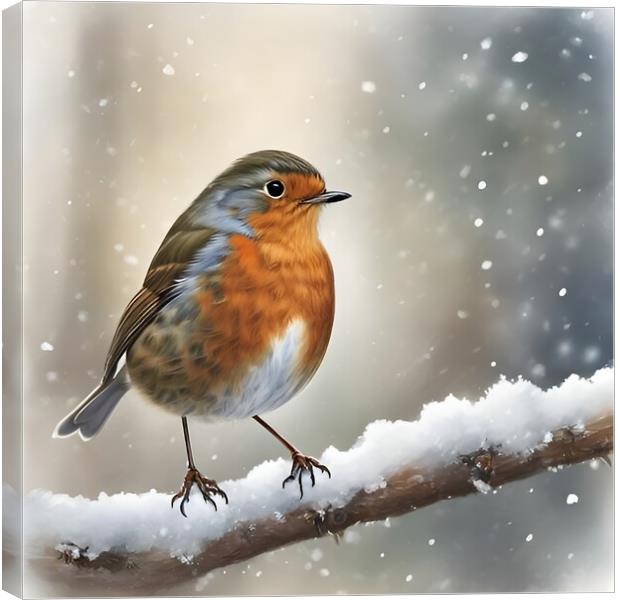 British Robin on a winter twig Canvas Print by Scott Anderson