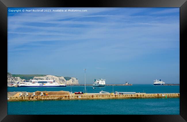 Ferries in Dover Port in Kent Framed Print by Pearl Bucknall