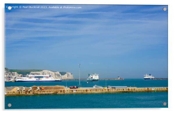 Ferries in Dover Port in Kent Acrylic by Pearl Bucknall