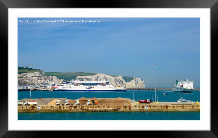 Ferries in Dover Port, Kent  Framed Mounted Print by Pearl Bucknall