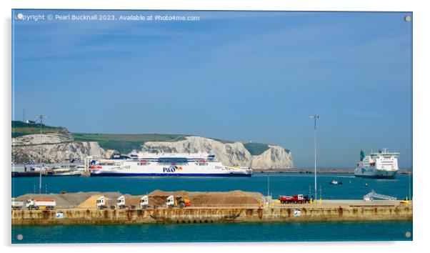 Ferries in Dover Port, Kent  Acrylic by Pearl Bucknall