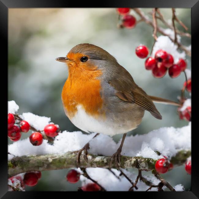 Robin in the Snow. Framed Print by Colin Allen