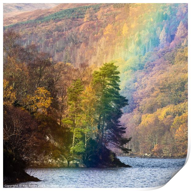 Loch Katrine rainbow 2 Print by Kay Roxby