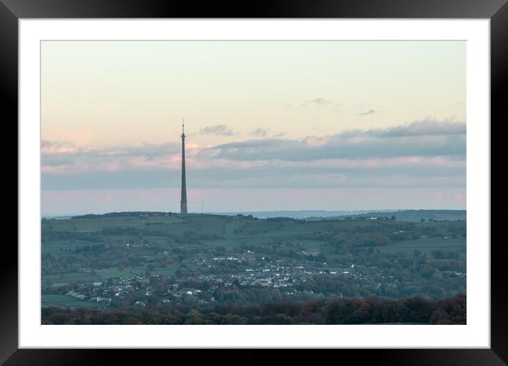 Views to Emley Moor Framed Mounted Print by Apollo Aerial Photography