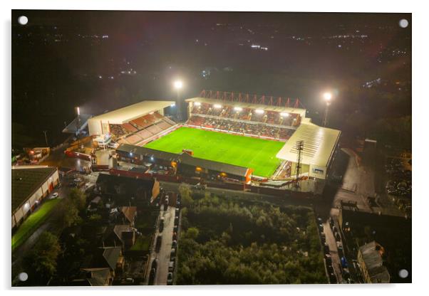 Oakwell Under the Lights Acrylic by Apollo Aerial Photography