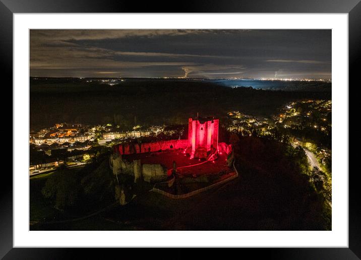 Conisbrough Castle Red Framed Mounted Print by Apollo Aerial Photography
