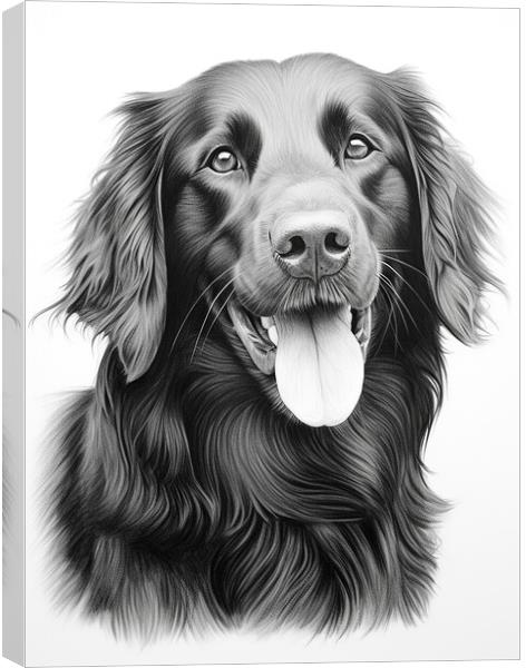 Flat Coated Retriever Pencil Drawing Canvas Print by K9 Art