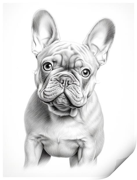 French Bulldog Pencil Drawing Print by K9 Art