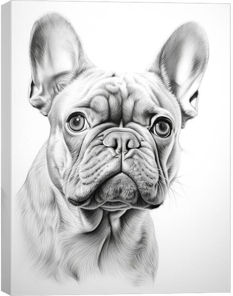 French Bulldog Pencil Drawing Canvas Print by K9 Art