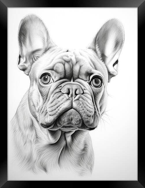 French Bulldog Pencil Drawing Framed Print by K9 Art