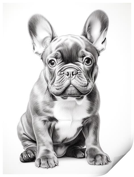 French Bulldog Pencil Drawing Print by K9 Art
