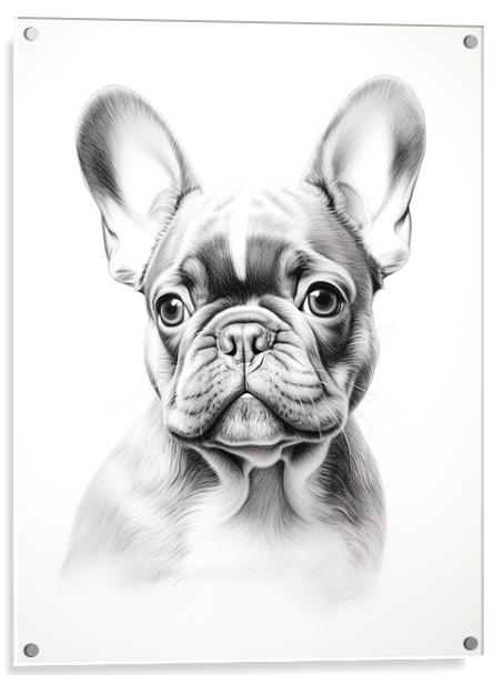 French Bulldog Pencil Drawing Acrylic by K9 Art