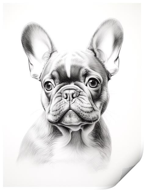 French Bulldog Pencil Drawing Print by K9 Art