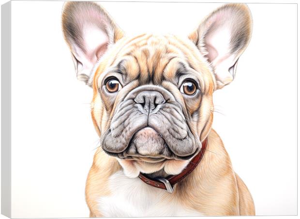 French Bulldog Pencil Drawing Canvas Print by K9 Art