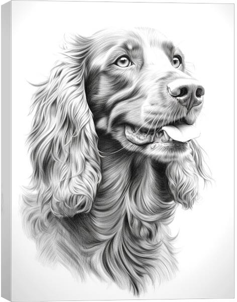 French Spaniel Pencil Drawing Canvas Print by K9 Art