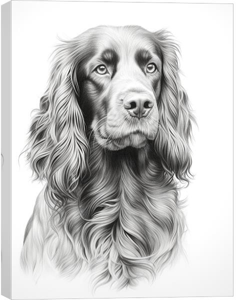 French Spaniel Pencil Drawing Canvas Print by K9 Art