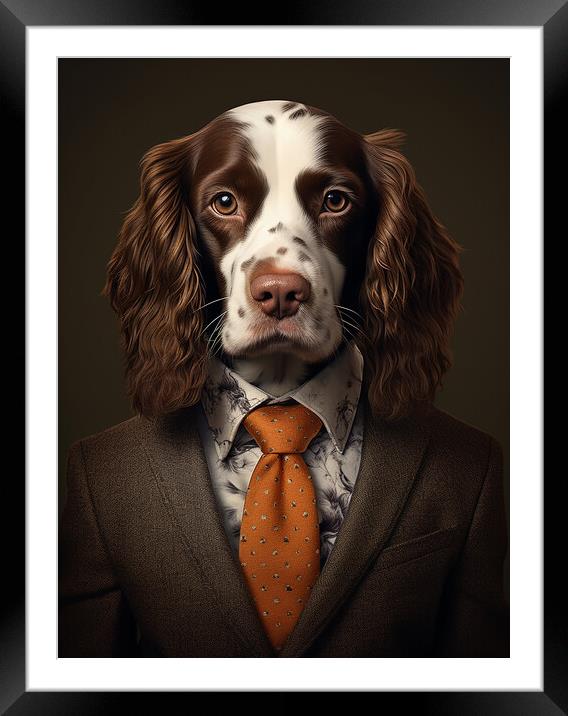 French Spaniel Framed Mounted Print by K9 Art