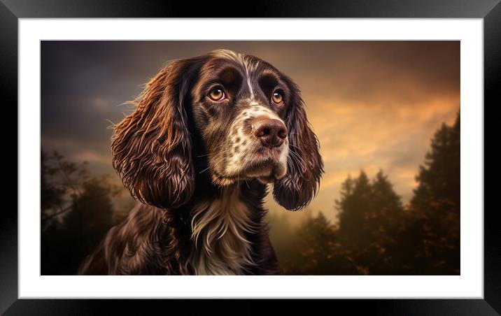 French Spaniel Framed Mounted Print by K9 Art