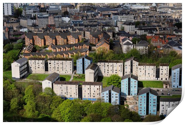 Edinburgh Houses Aerial View In Scotland Print by Artur Bogacki