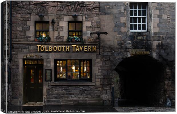 Edinburgh Tollbooth Tavern Canvas Print by RJW Images