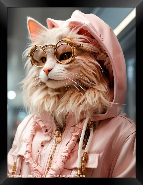 Modern lady cat in the world of fashion Framed Print by Melanie Viola