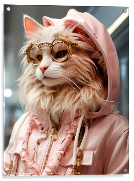Modern lady cat in the world of fashion Acrylic by Melanie Viola