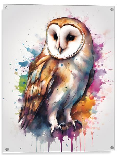 Barn Owl Ink Splat Acrylic by Picture Wizard